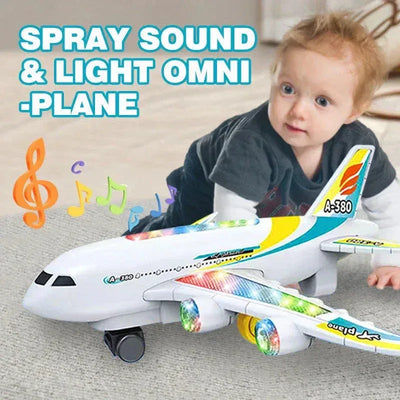 Electric Spray Passenger Aircraft Toy – 360° Rotating Plane with Dynamic Lights, Music, and Water Mist Effect - Toys Heaven
